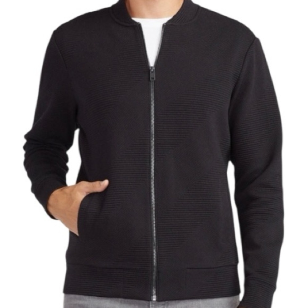 Express Men's Black Zip-Up Bomber Sweatshirt Size M